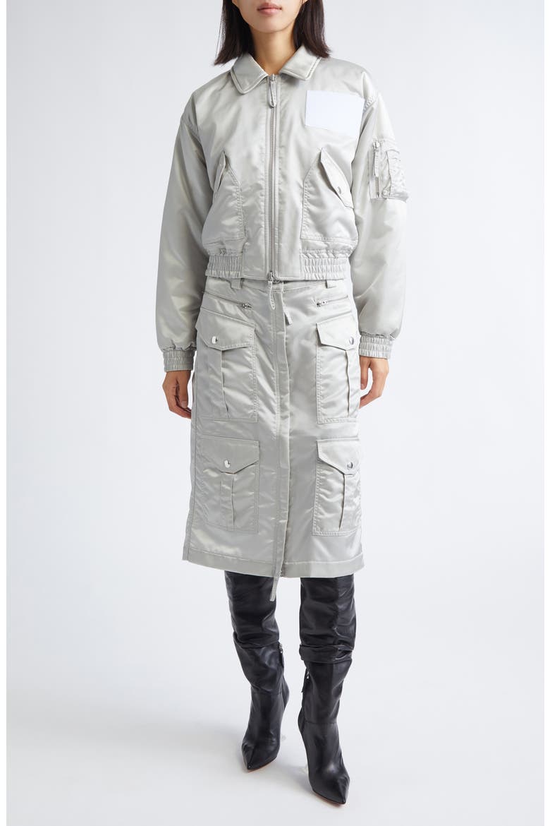 Aviator Satin Cargo Skirt, Alternate, color, LIGHT GREY 1