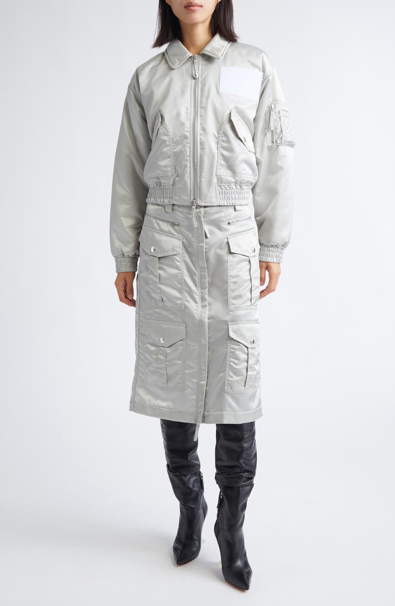 Vaquera Aviator Satin Cargo Skirt, Alternate, color, Light Grey 1