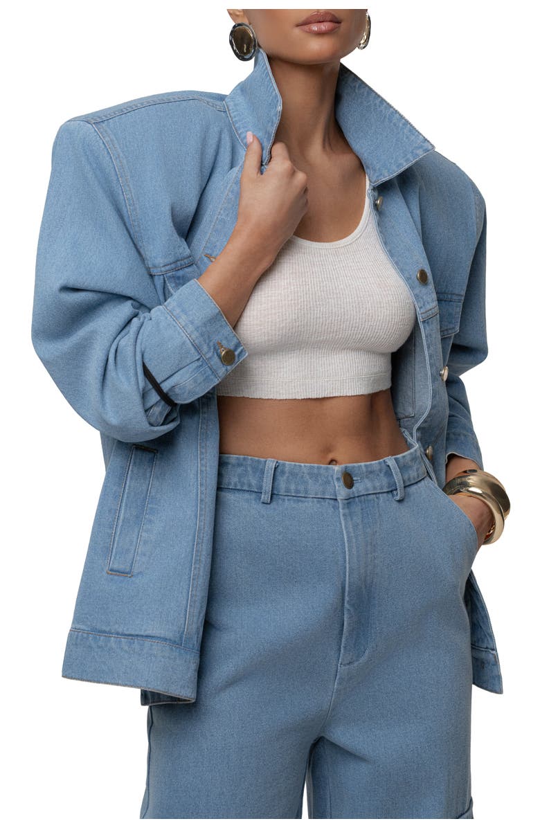 JLUXLABEL Next Phase Denim Jacket, Main, color, Medium Wash