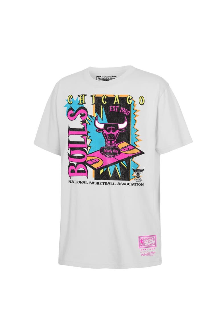 Youth Mitchell & Ness  White Chicago Bulls Neon Court Shock T-Shirt, Main, color, White