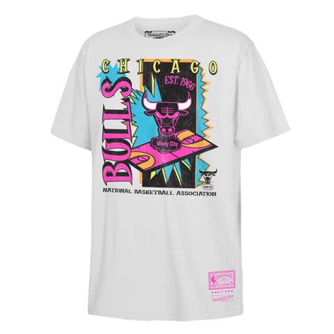 Youth Mitchell & Ness  White Chicago Bulls Neon Court Shock T-Shirt