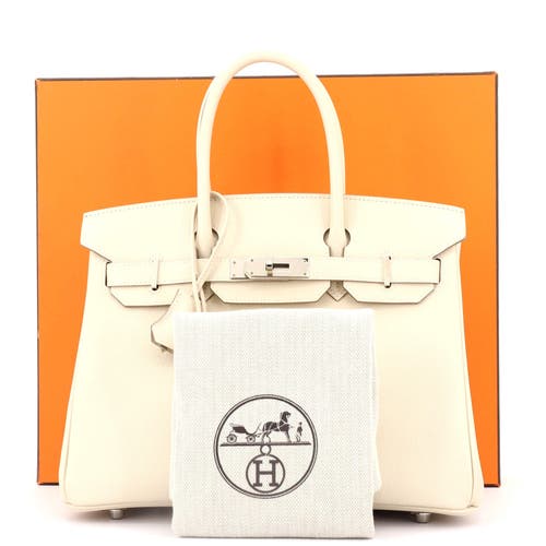 Pre-owned Hermes Hermes Birkin Handbag Light Epsom With Palladium Hardware 30 In White