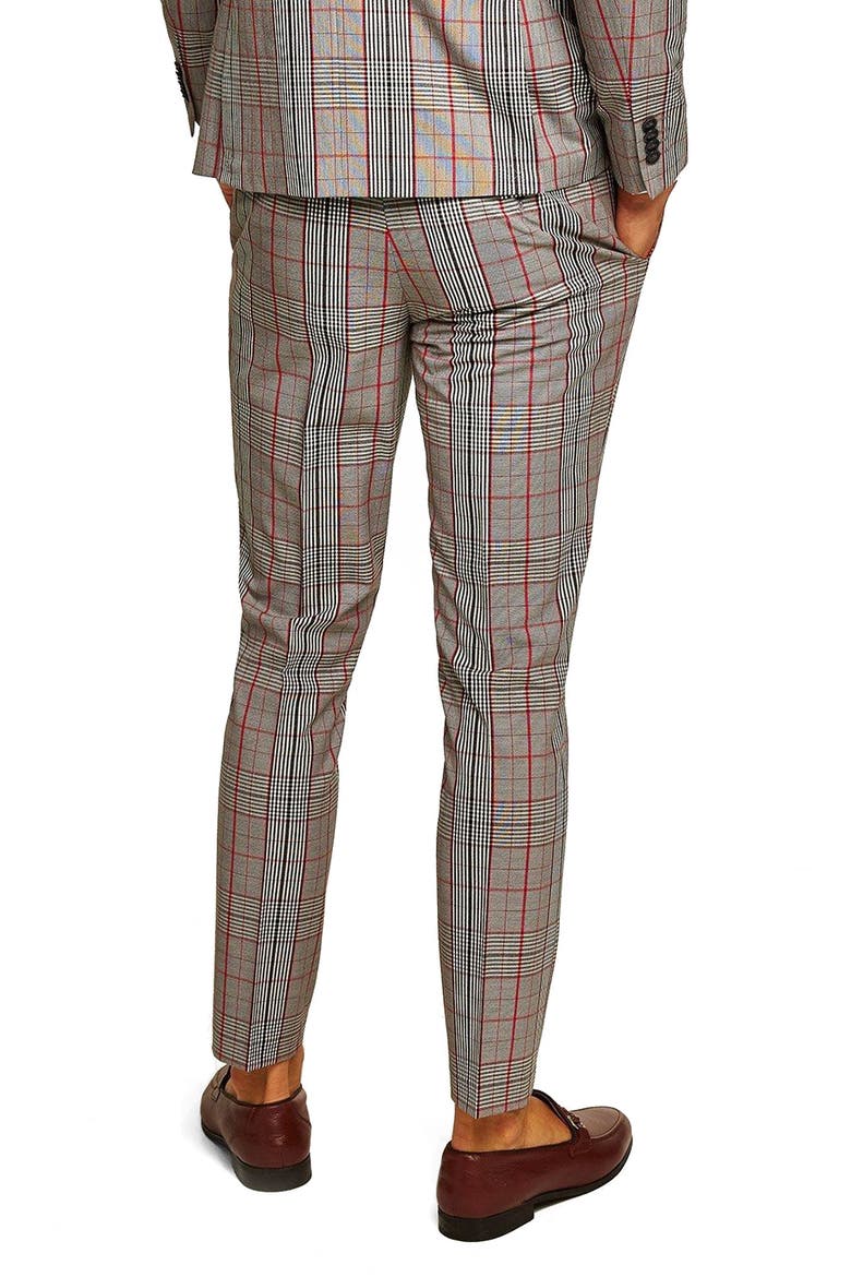 Muscle Fit Check Trousers, Alternate, color, GREY MULTI