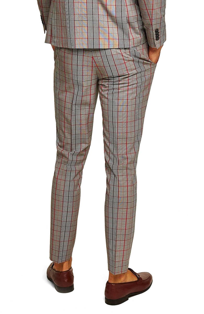 Topman Muscle Fit Check Trousers, Alternate, color,