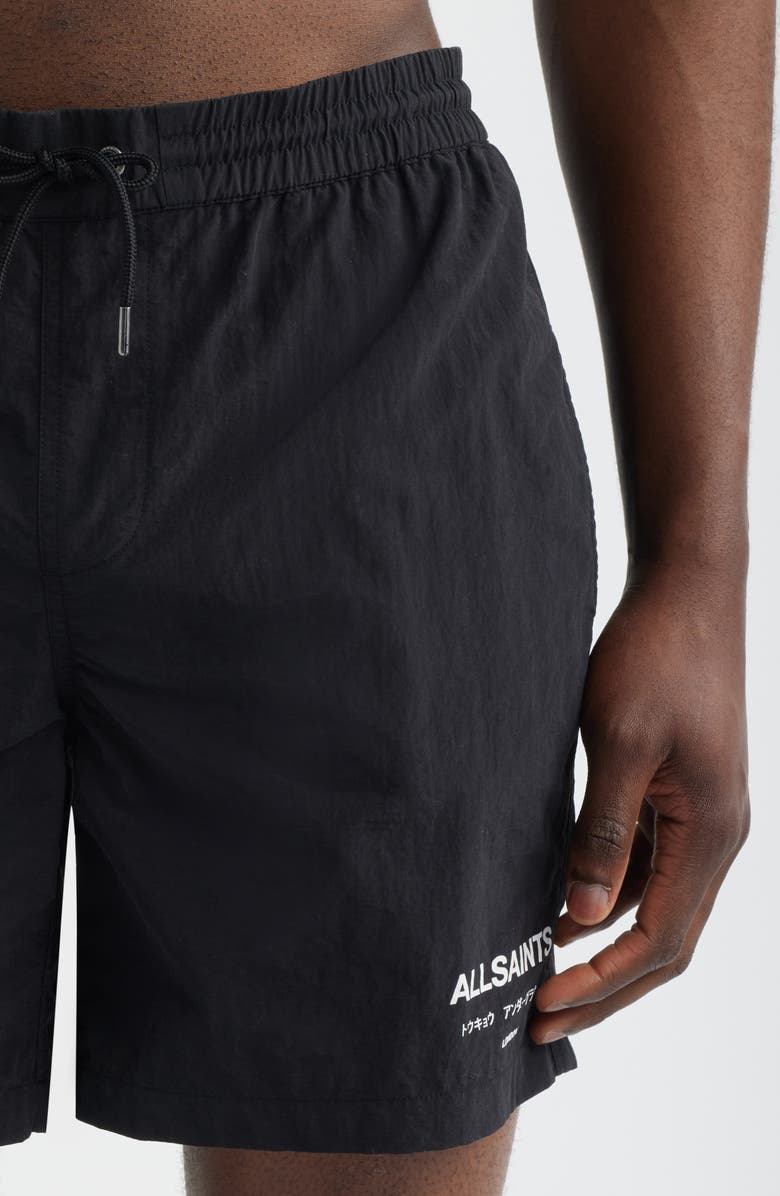 AllSaints Underground Swim Trunks, Alternate, color, Jet Black