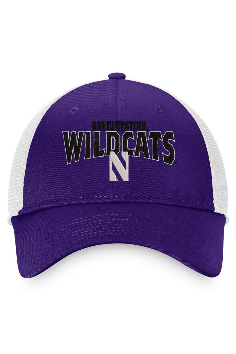 Men's Top of the World Purple/White Northwestern Wildcats Breakout Trucker Snapback Hat, Alternate, color, Purple