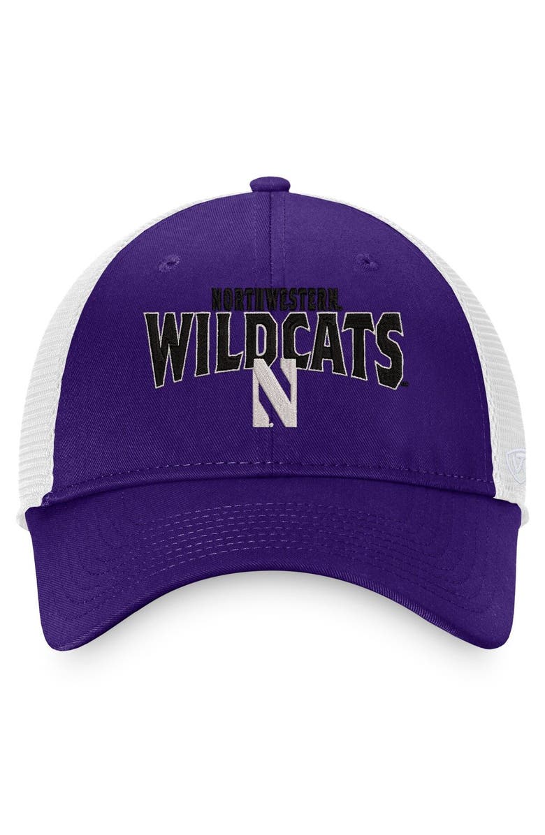 TOP OF THE WORLD Men's Top of the World Purple/White Northwestern Wildcats Breakout Trucker Snapback Hat, Alternate, color, Purple