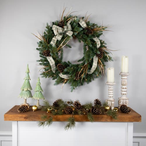 Northlight Real Touch Pre-lit Blue Spruce Artificial Christmas Wreath In Green