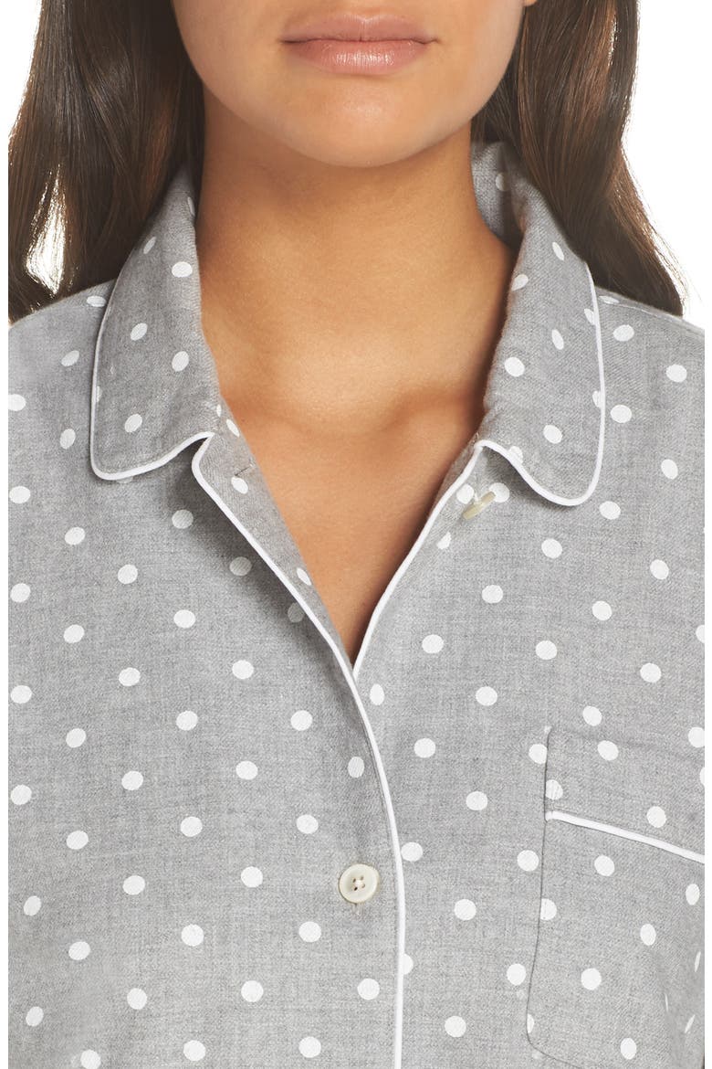 Flannel Pajamas (Nordstrom Exclusive), Alternate, color, SNOW DOT GREY IVORY