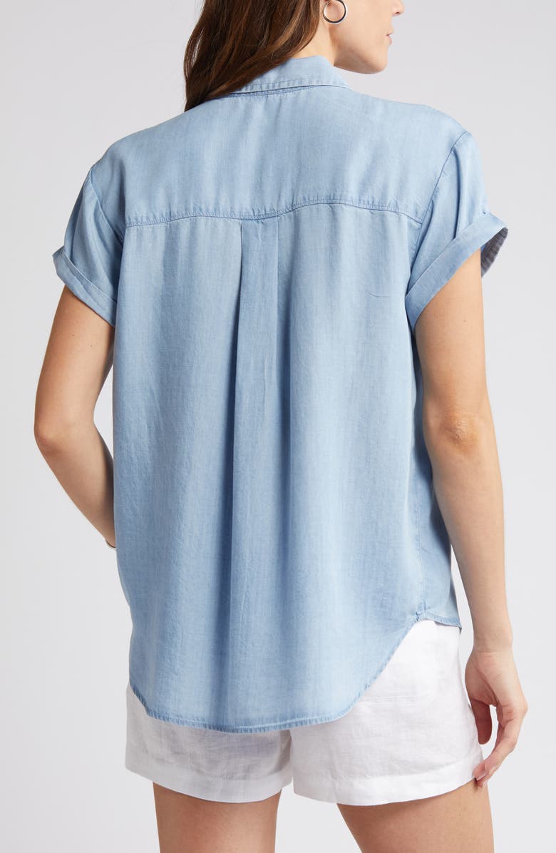 Caslon<sup>®</sup> Chambray Camp Shirt, Alternate, color, Light Wash