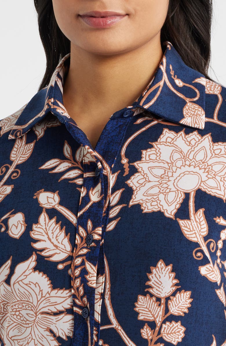 Julia Jordan Floral Long Sleeve Jersey Dress, Alternate, color, Navy Multi