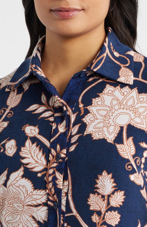 Julia Jordan Floral Long Sleeve Jersey Dress In Blue