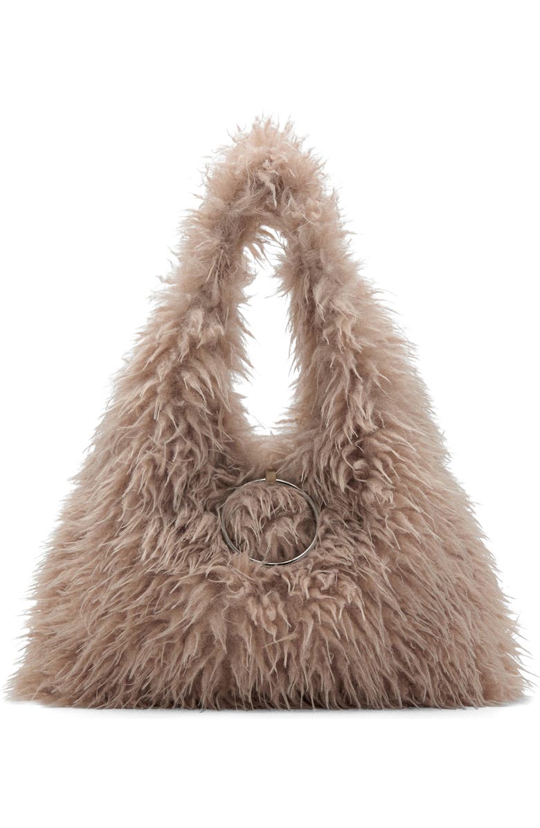 MANGO Faux Fur Hobo Bag, Main, color,