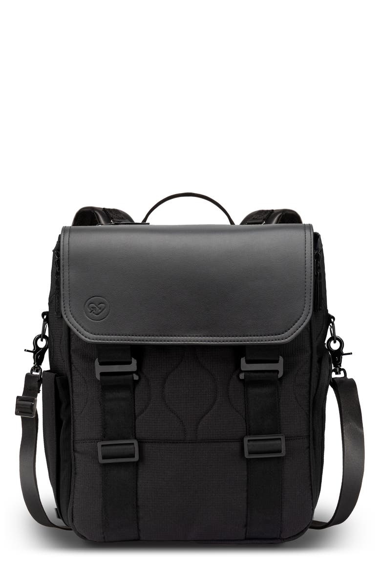 Willow Recycled Ocean Plastic Convertible Backpack Diaper Bag, Main, color, BLACK