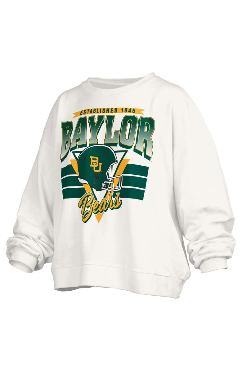 PRESSBOX Women's Pressbox White Baylor Bears Oversized Janice Retro Waist-Length Pullover Sweatshirt, Alternate, color, White