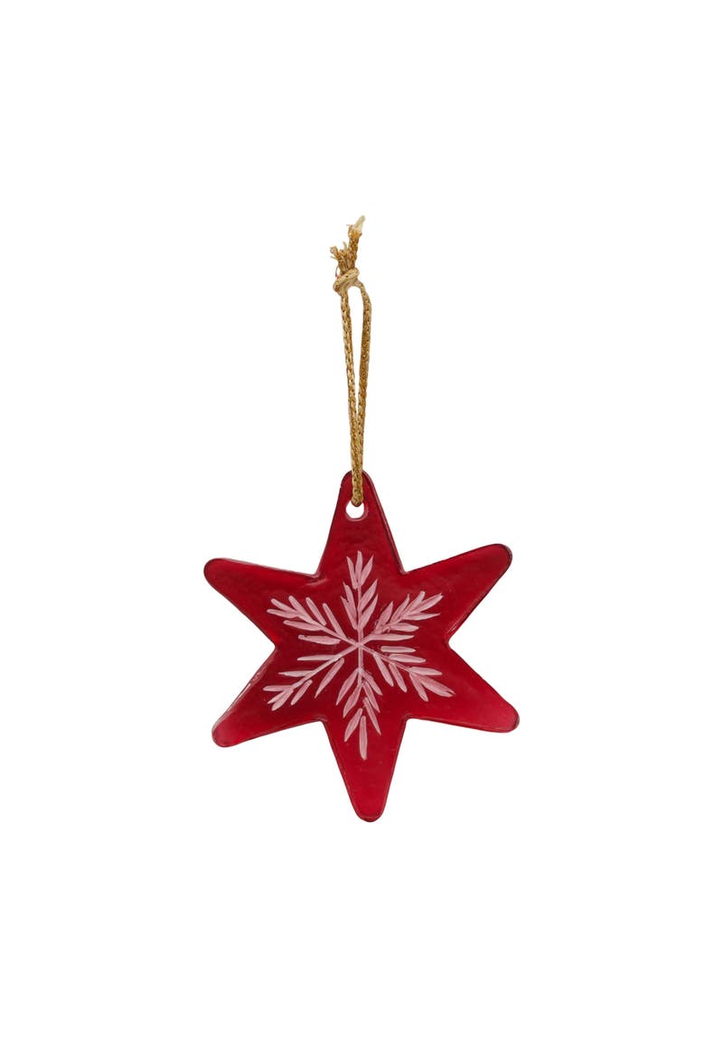 Red Glass Star Christmas Tree Ornament Set of 3, Alternate, color, Red