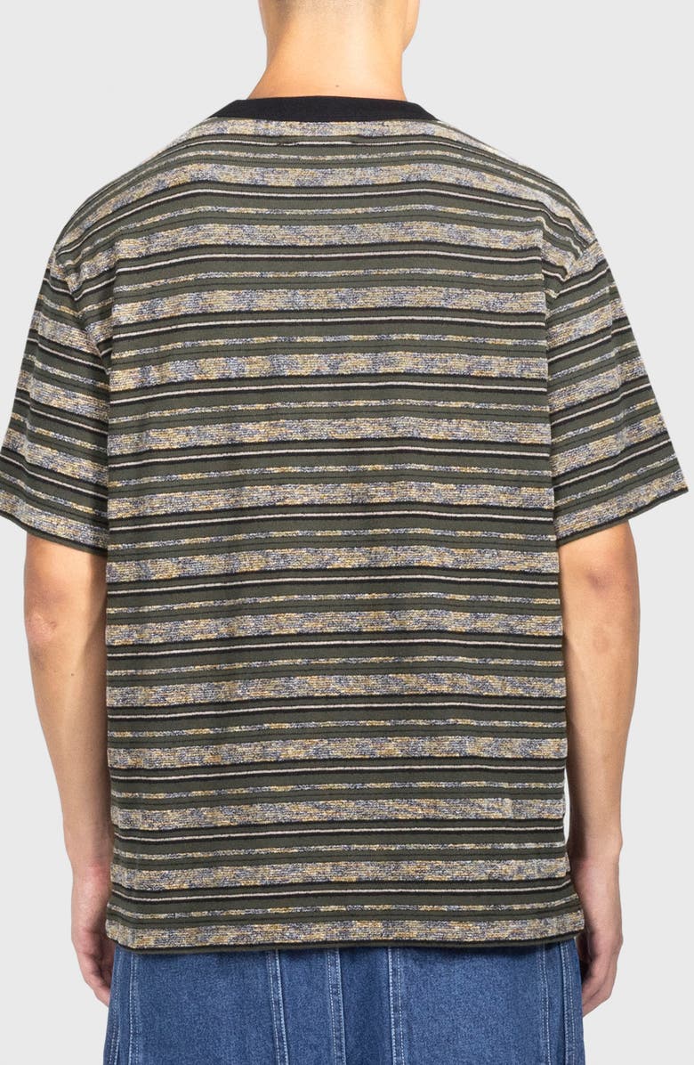 PLEASURES Embroidered Couture Stripe T-Shirt, Alternate, color, Dark Olive