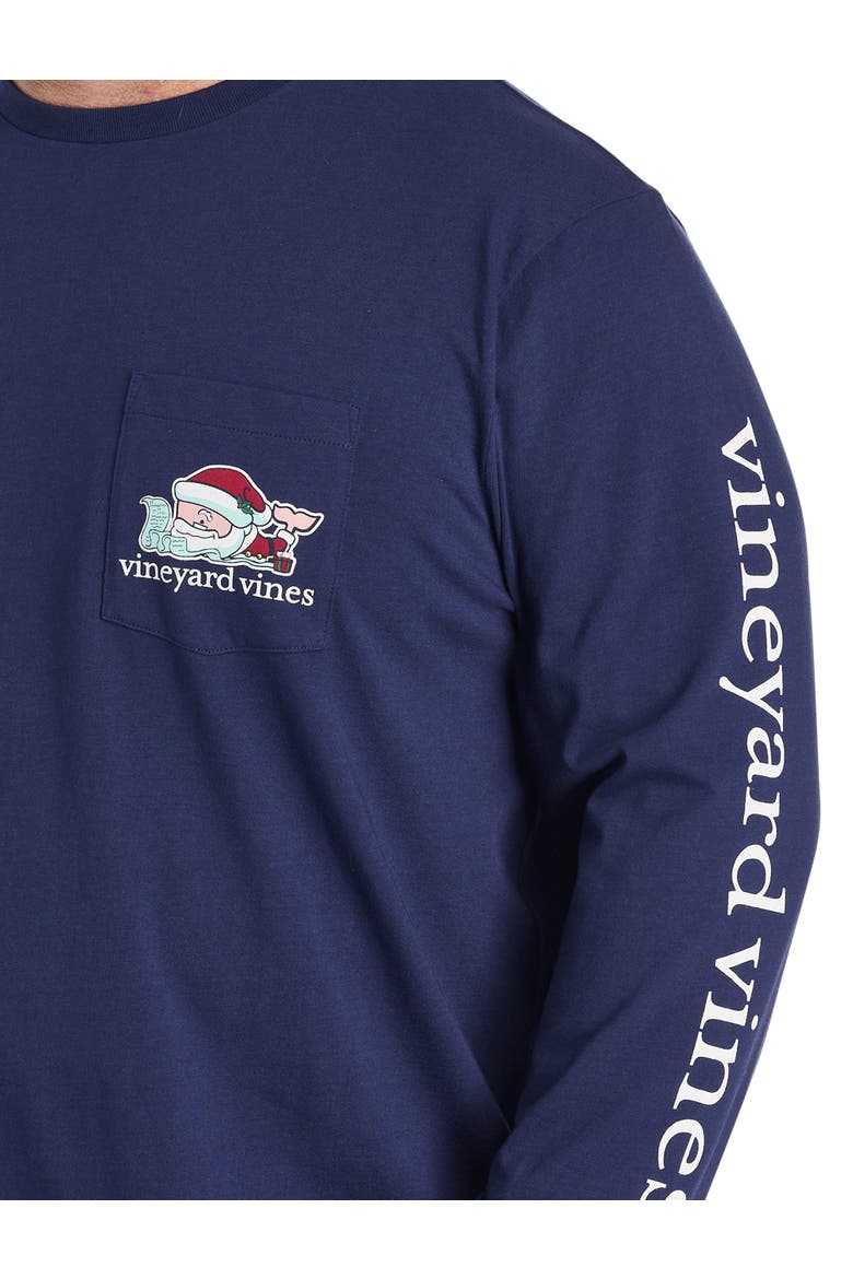 Big & Tall Santa Whale Long-Sleeve Pocket T-Shirt, Alternate, color, NAUTICAL NAVY