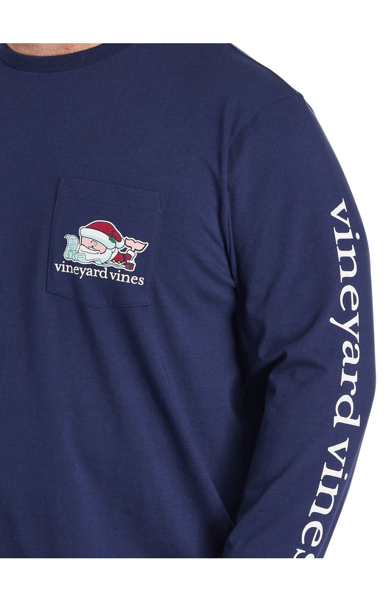 vineyard vines Big & Tall Santa Whale Long-Sleeve Pocket T-Shirt, Alternate, color, Nautical Navy