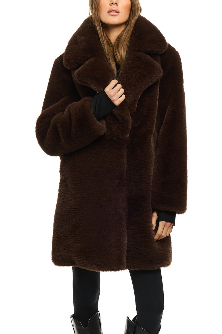 Marla Faux Fur Coat, Alternate, color, BROWN