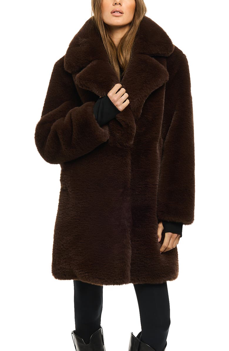 SAM. Marla Faux Fur Coat, Alternate, color, Brown