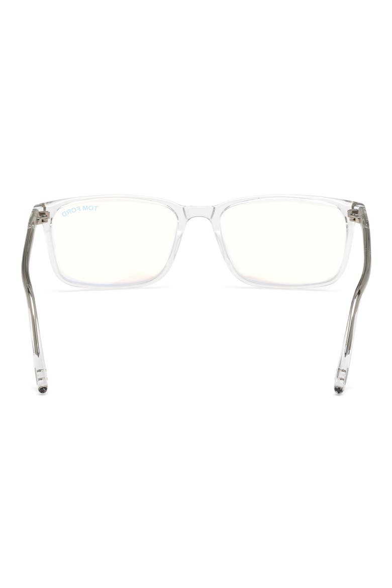 56mm Rectangular Blue Light Blocking Optical Glasses, Alternate, color, CRYSTAL PALLADIUM / T LOGO