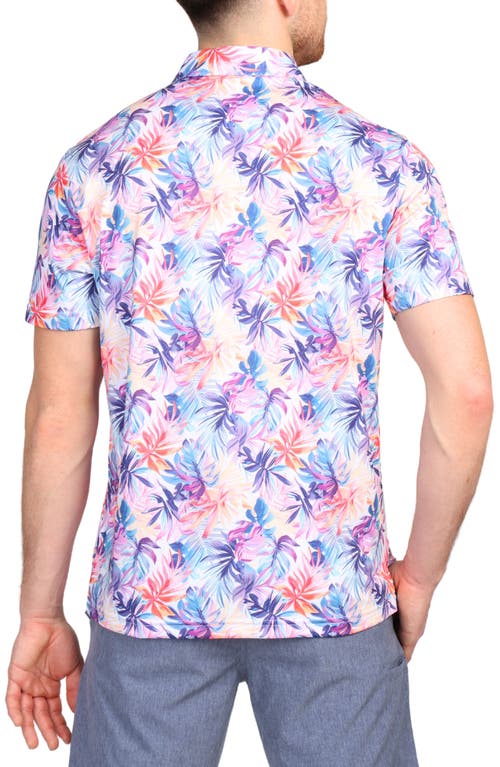 Tailorbyrd Watercolor Leaf Print Performance Polo