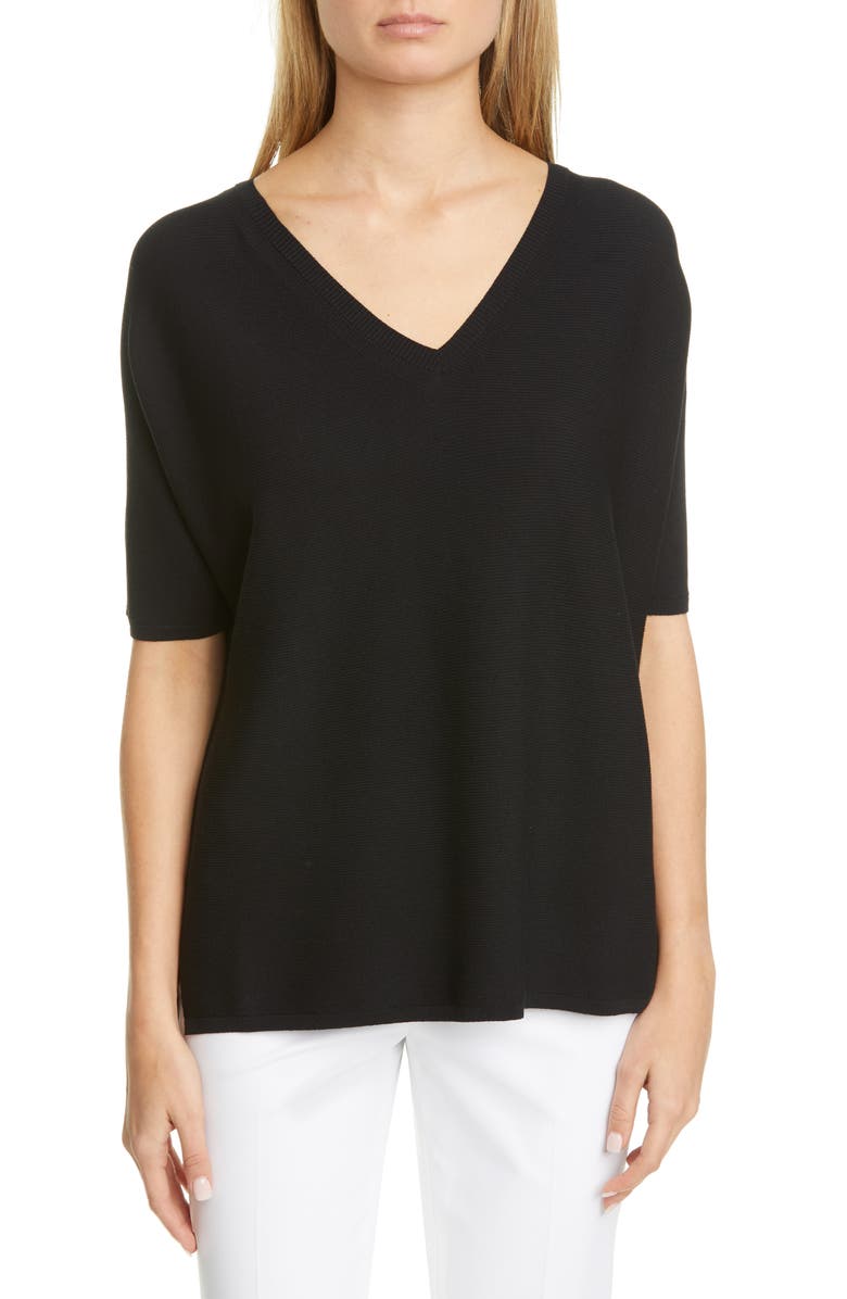 Lafayette 148 New York Dolman Sleeve Matte Crepe Sweater, Main, color, 