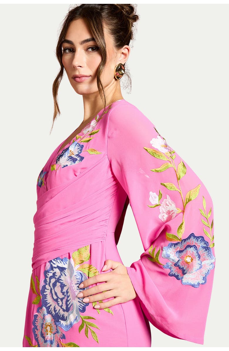 Coast Embroidered V-Neck Wrap Dress, Alternate, color, Hot Pink