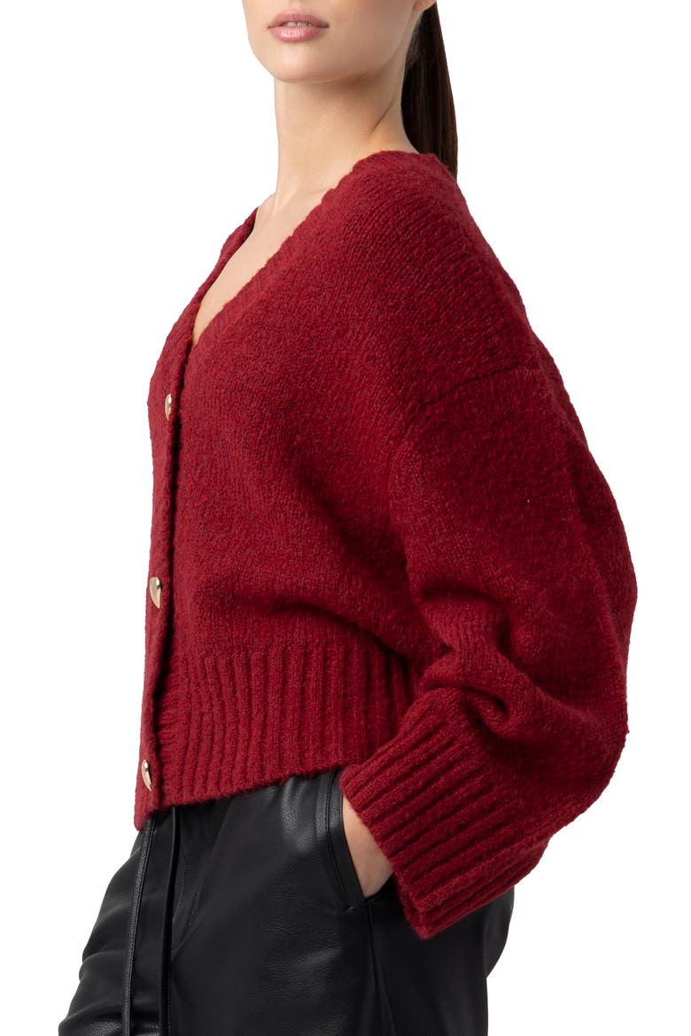 Heart Button Cardigan, Alternate, color, CRIMSON CREST