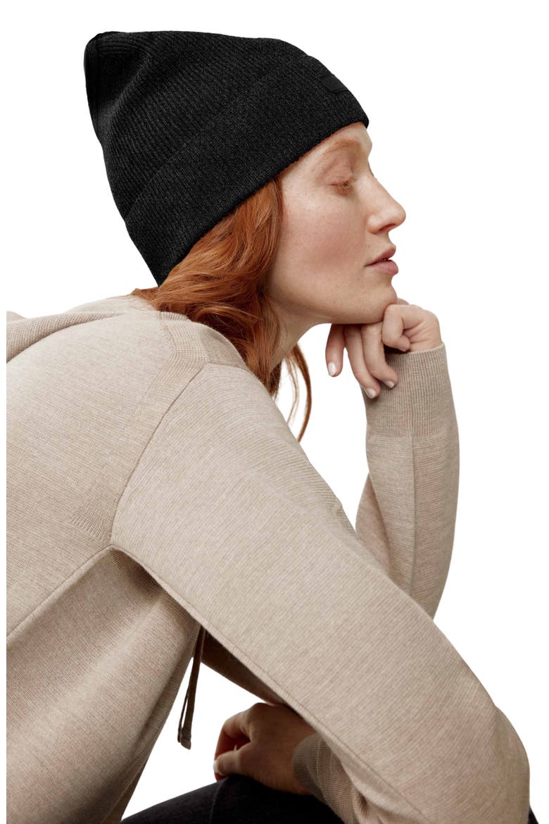 Lightweight Recycled Cashmere & Wool Beanie, Alternate, color, BLACK HEATHER