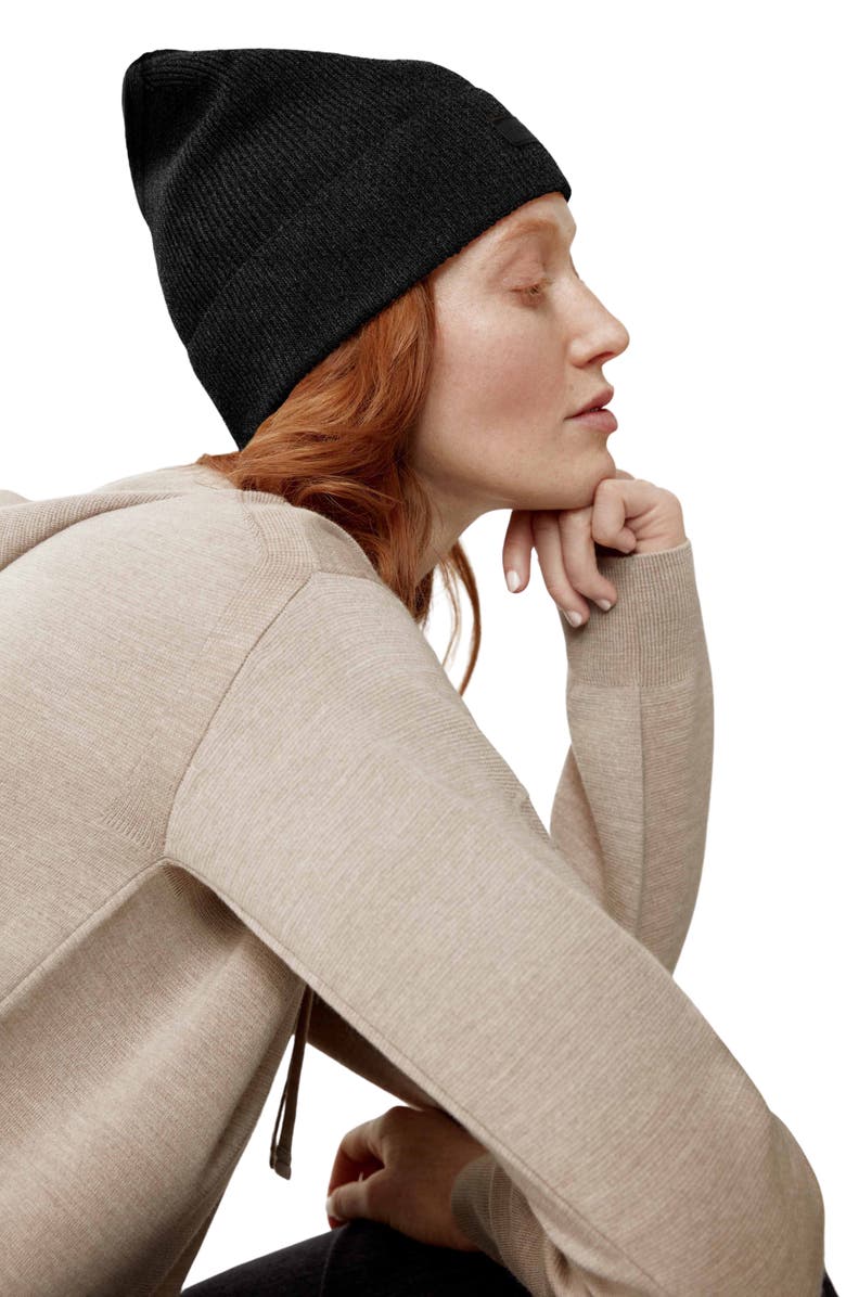Canada Goose Lightweight Recycled Cashmere & Wool Beanie, Alternate, color, Black Heather