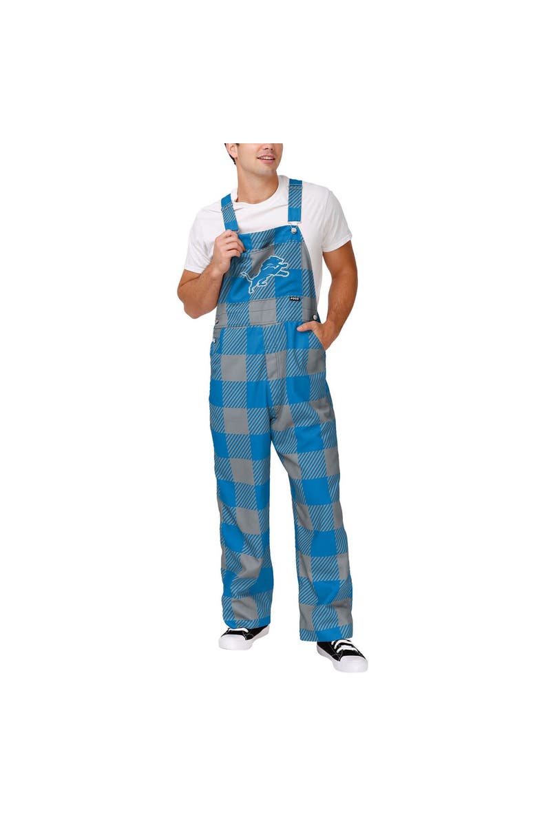 FOCO Men's FOCO Blue Detroit Lions Big Logo Plaid Overalls, Main, color,