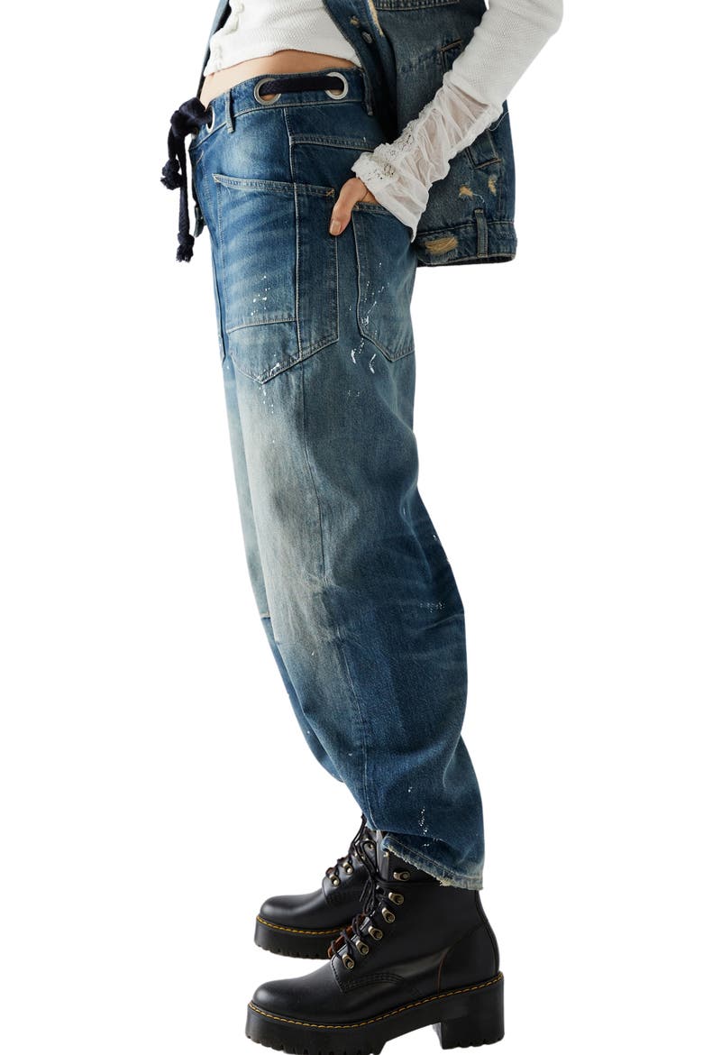 We the Free Moxie Mid Rise Barrel Jeans, Alternate, color, TIMELESS BLUE