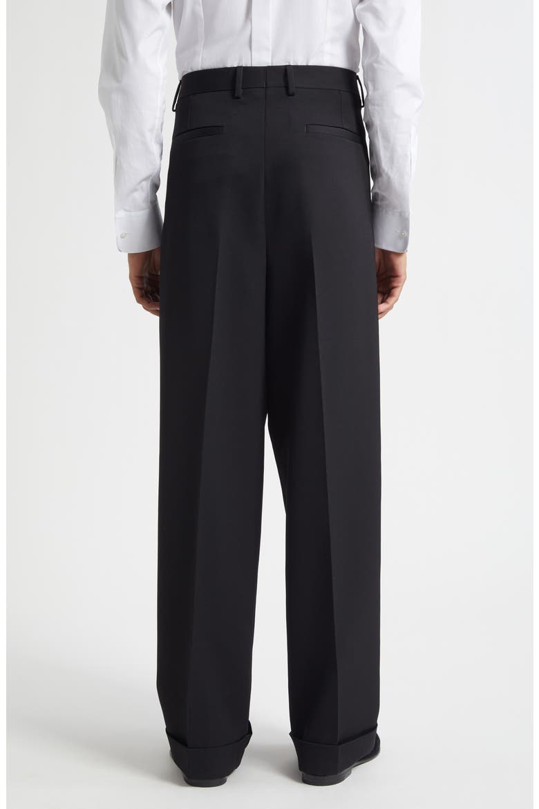 Pleated Wool & Silk Blend Gabardine Wide Leg Tuxedo Trousers (Men