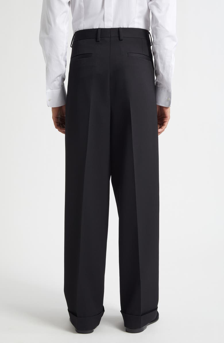 Dolce&Gabbana Pleated Wool & Silk Blend Gabardine Wide Leg Tuxedo Trousers, Alternate, color, N0000 Nero
