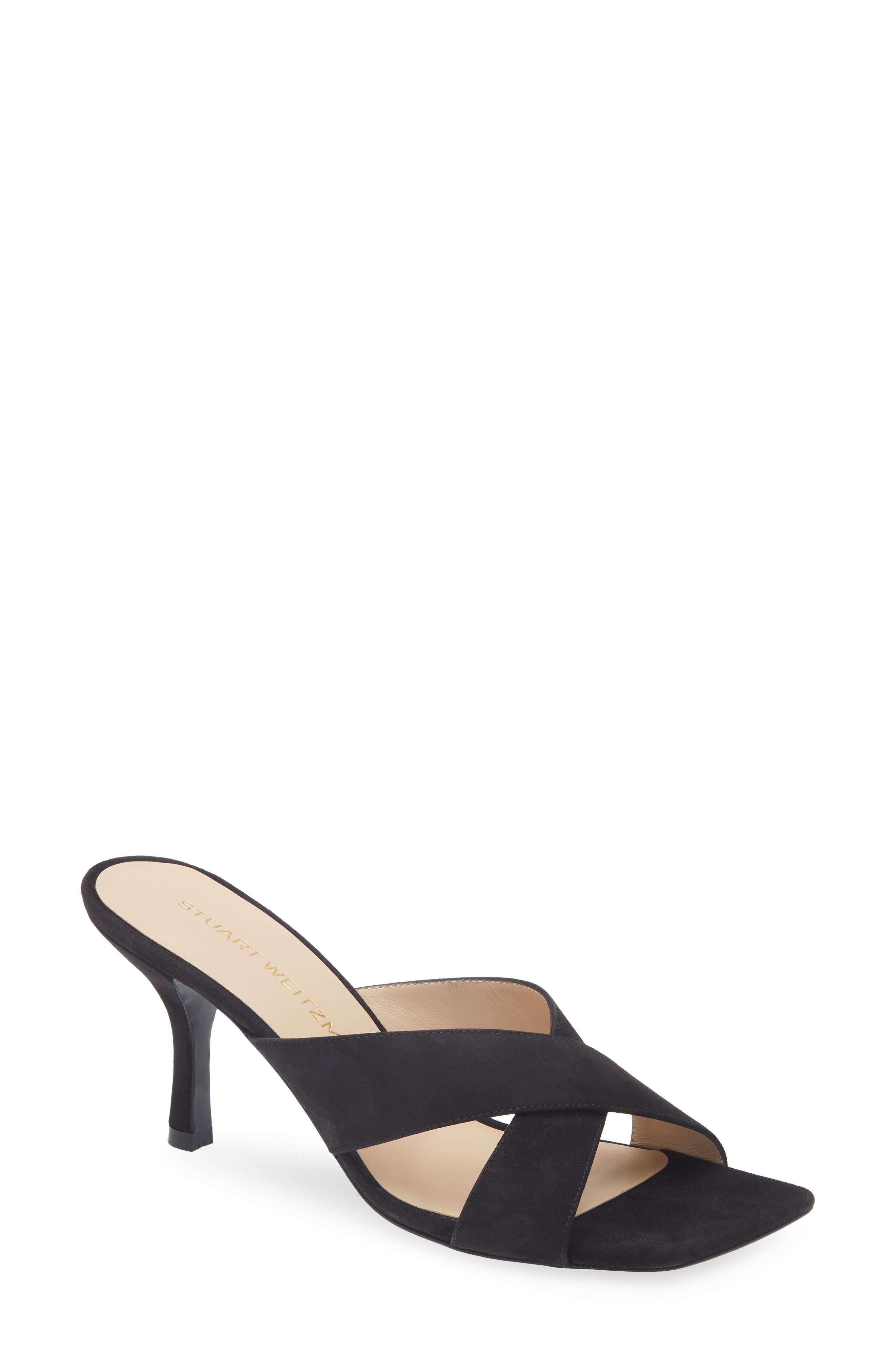 Dayna Slide 75 Sandal, Main, color, BLACK SUEDE