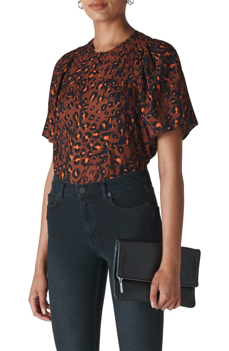 Whistles Charlee Brushed Leopard Print Top, Main, color,