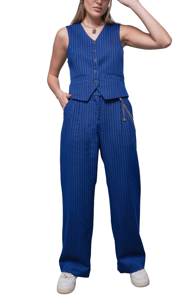 WILDFANG The Empower Jacquard Wide Leg Trouser, Alternate, color, Cobalt Blue