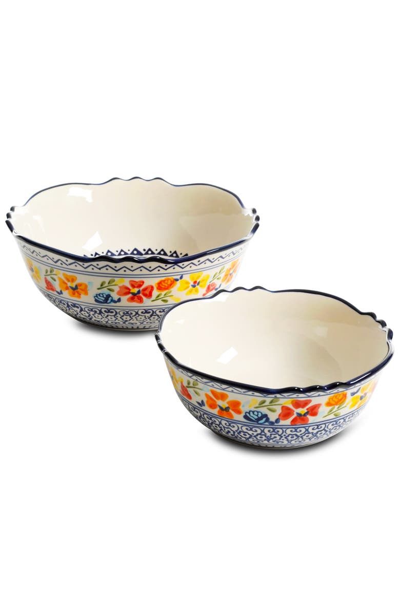 Gibson Home Luxembourg 2 Piece Stoneware Bowl Set, Main, color, White