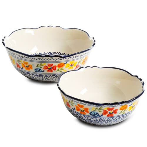 Gibson Home Luxembourg 2 Piece Stoneware Bowl Set In Blue