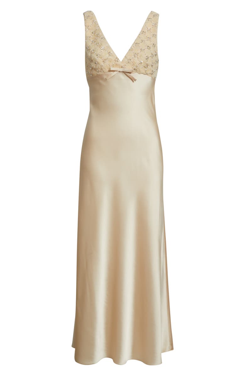 Saylor Serefina Beaded Sleeveless Satin Gown, Alternate, color, Butter