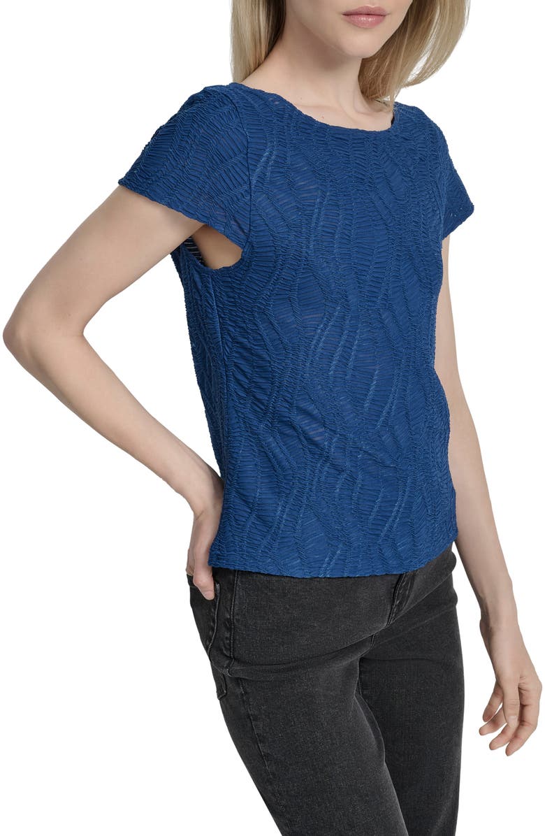 DKNY Texture Knit Top, Alternate, color, Cadet Blue