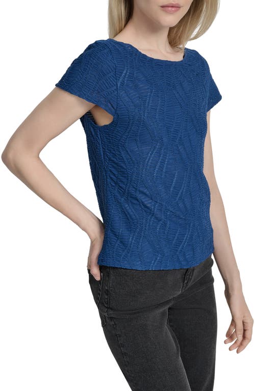 Dkny Texture Knit Top In Blue