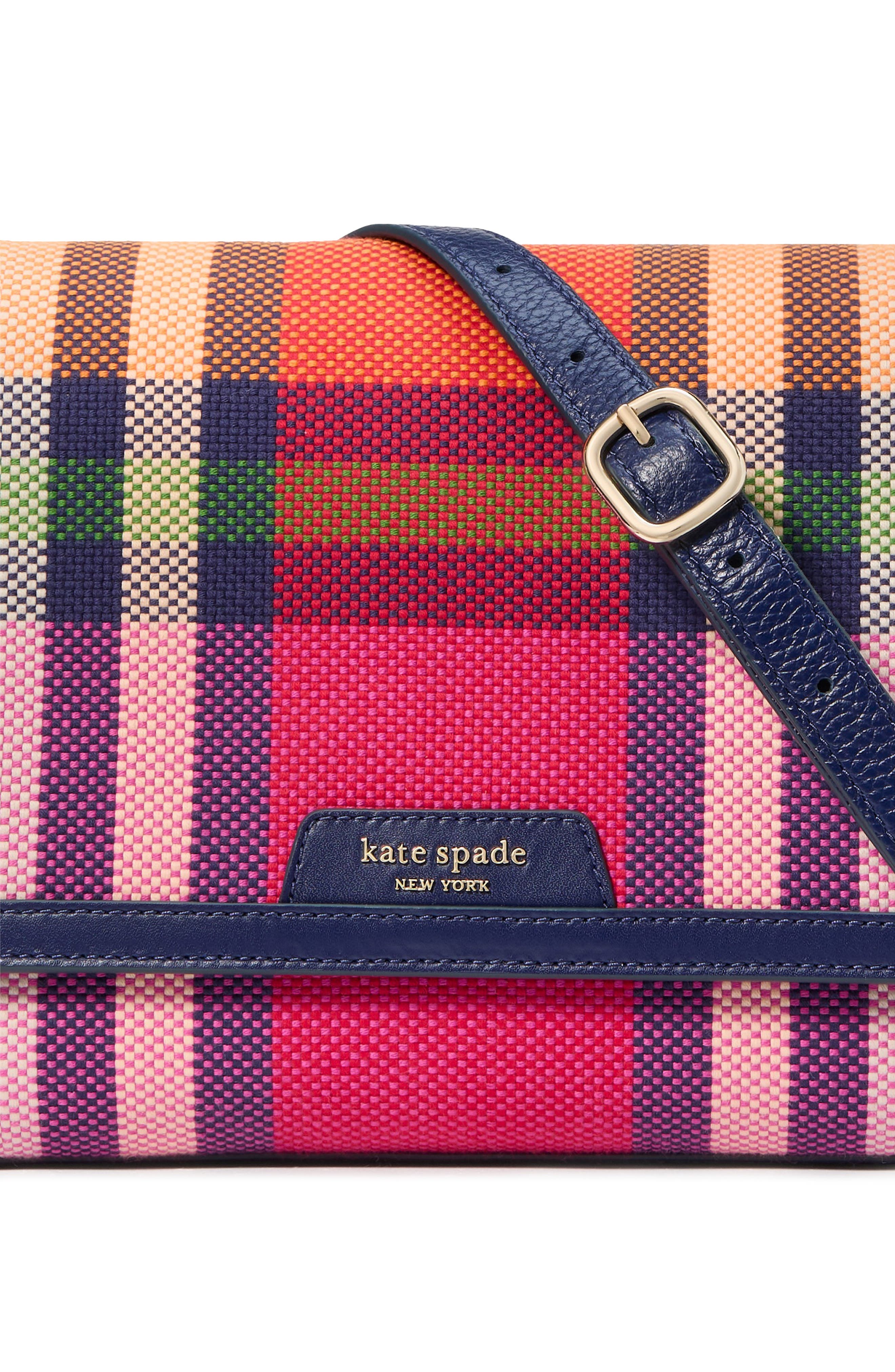 Kate Spade New York hudson grand plaid flap shoulder bag, Alternate, color, 