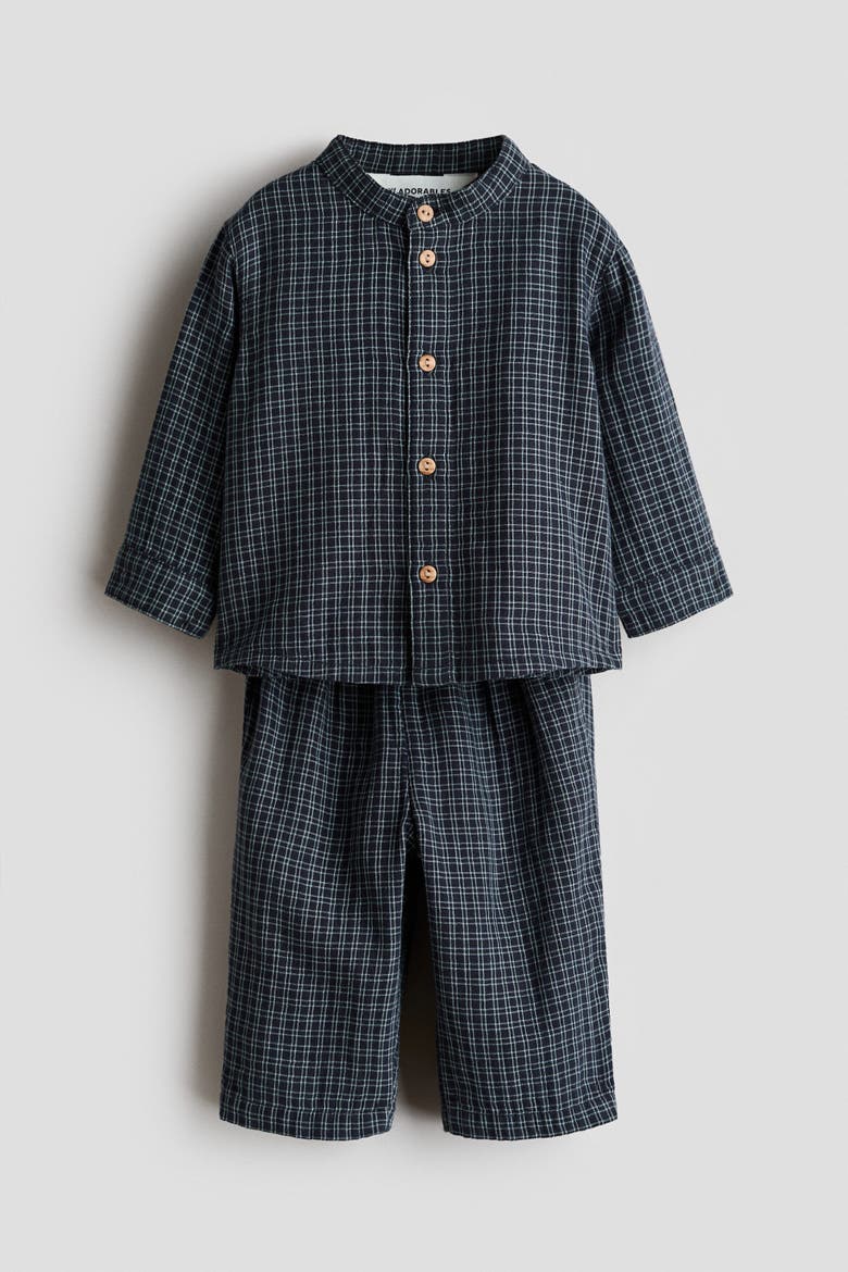 2-piece Cotton Set, Alternate, color, Navy blue/checked