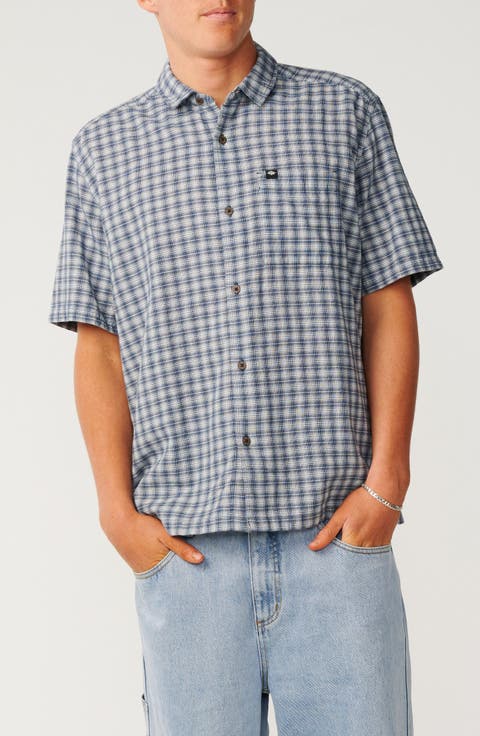 Classic Surf Check Short Sleeve Cotton Button-Up Shirt