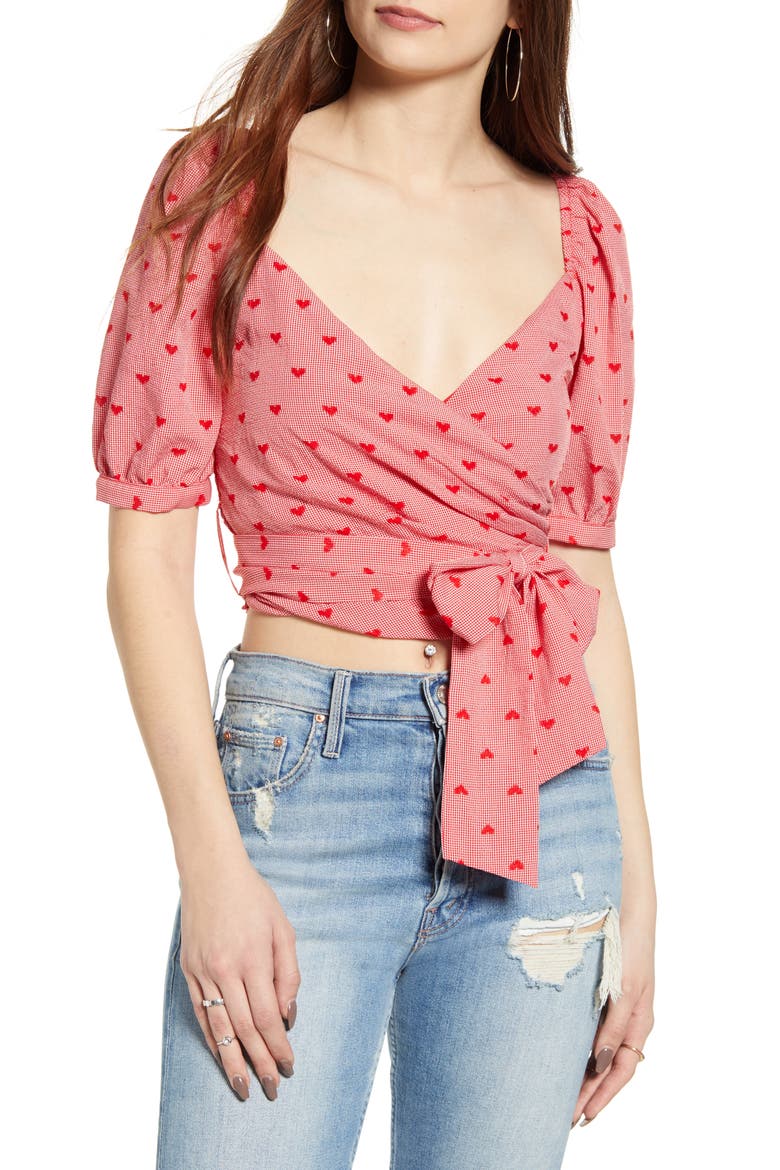 Allie Side Tie Crop Top, Main, color, DITSY HEART