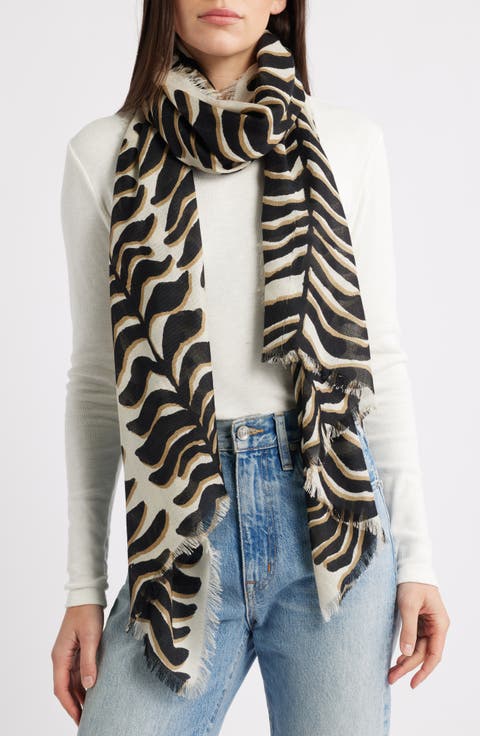 Eyelash Trim Print Cashmere & Silk Wrap