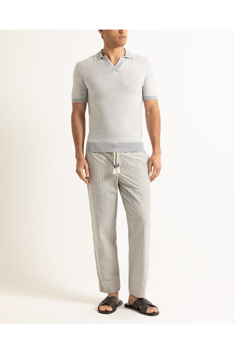 Horton Tailored Cotton Merino Polo With Contrast Tipping, Main, color, CLIFF GREY/WHITE SAND
